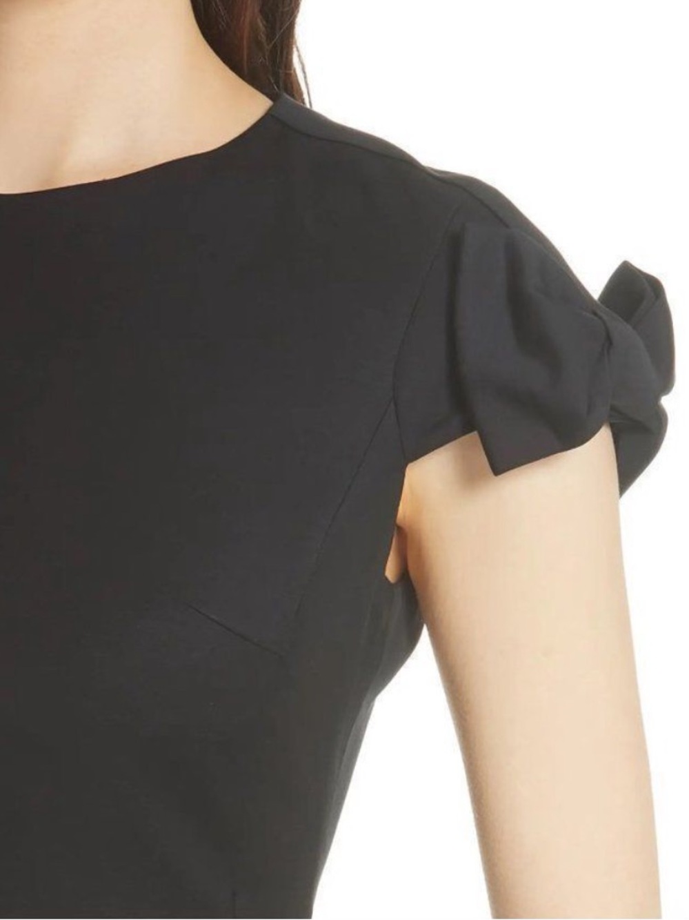 Ted Baker Toplyd Black Bow Sleeve Sheath Dress Rose Gold Zip 1 XS